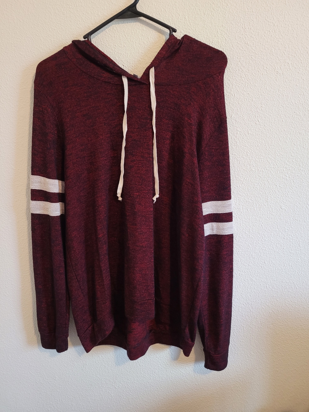 Charlotte Russe Burgundy Hoodie with White Stripe Accents #96